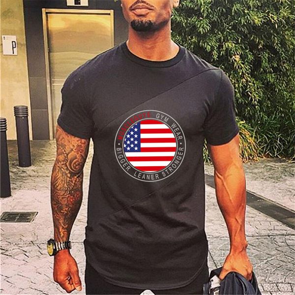 

mens running sport t shirt gym clothing fitness workout training short sleeve t-shirts male jogging tees brand tshirt homme, Black;blue