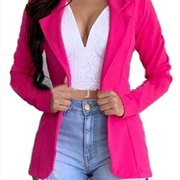 

office lady purple red slim single button long blazers style deep v-neck spring autumn blazers, White;black