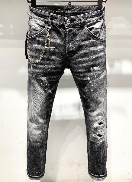 

basic classic mens casual slim jeans men washed stretch denim quality fit loose waist jeans for jean#6541, Blue