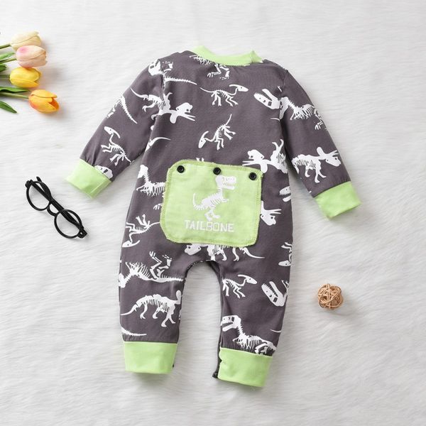 

baby boy romper autumn newborn cotton long sleeve dinosaur print clothes jumpsuit costumes baby clothes, Blue