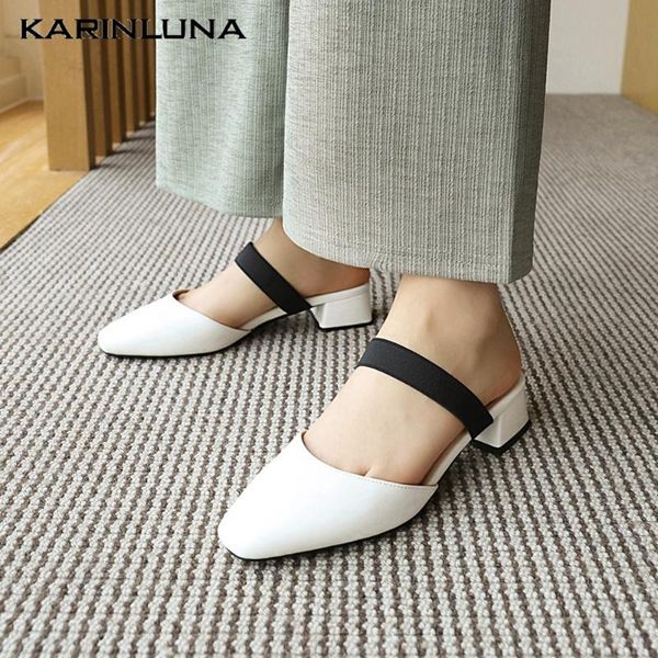 

karin 2020 plus size 48 women sandals square heels square toe pumps summer casual women shoes, Black