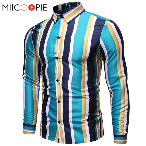 

contrast color striped shirt men casual slim long sleeve button down mens dress shirts brand business nightclub camisas hombre, White;black