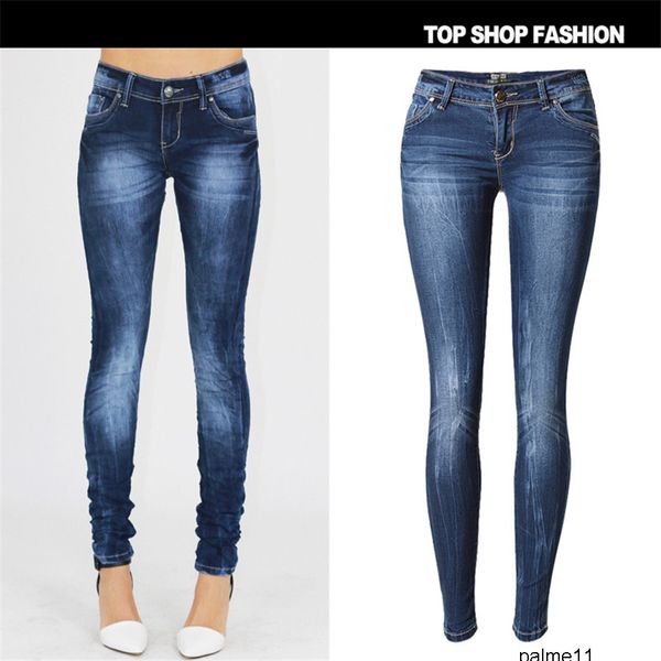 

wholesale- skinny jeans woman new fashion ladies single breasted slim pencil pants denim skinny jeans size fve4, Blue