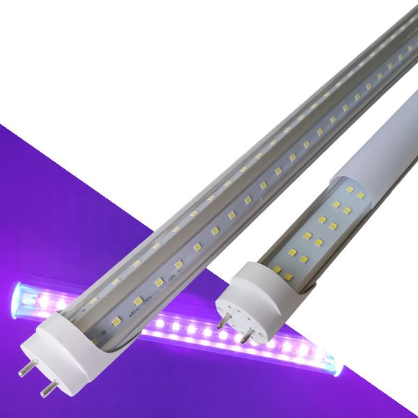 

uv led blacklight 365nm 375nm 395nm 400nm uva t8 g13 double row v shaped lled tube lights t8 b pin blub lamp ultraviolet disinfection germ