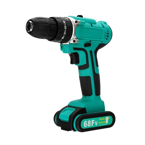 

68v 10mm cordless drill driver screwdriver led 2-speed 1x 7500mah li-ion battery