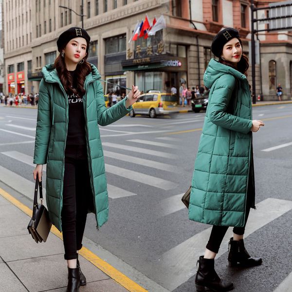 

s-6xl autumn winter sale women plus size fashion cotton down jacket hoodie long parkas warm jackets female winter coat clothes, Black