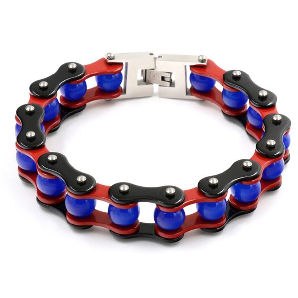 

fashion punk rock 316l stainless steel blue bracelet female jewelry biker motorcycle chain bracelet bangles women jewelry gift, Black