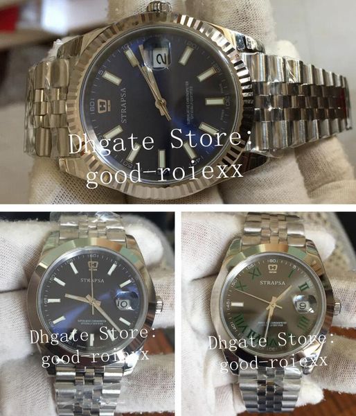 

41мм мужские автоматические cal.3235 движение часы мужчины серый синий уимблдон дата eta часы 126334 юбилейный браслет 126300 наручные часы, Slivery;brown