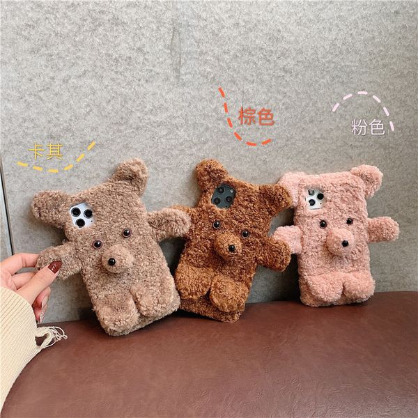 

for iphone 11 pro phone case xs max xr plush bear embroidery 6 7 8 x plus 3d silicone soft cell phone cases