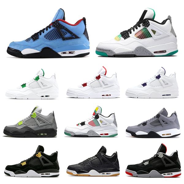 

jumpman 4 4s men basketball shoes bred black cat metallic what the neon cool grey white cemnet mens sport shoes sneakers 7-13, White;red