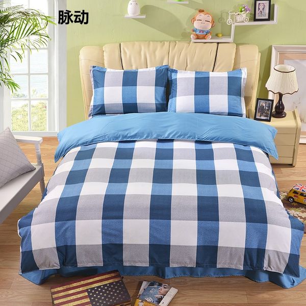

luxury blue lattice bedding sets 3/4pcs geometric pattern bed linings duvet cover bed sheet pillowcases cover set