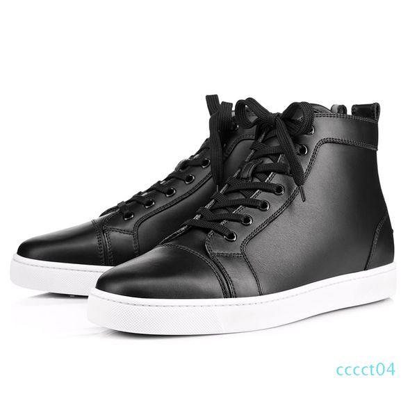 

new 2019 designer sneakers red bottom shoe studded spike for men and women shoes glitter party genuine leather casual rivet sneakers ct04, Black