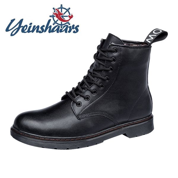 

mens shoes genuine leather motorcycle boots men brand cowboy botas fashion classic bota masculina size 47 48, Black