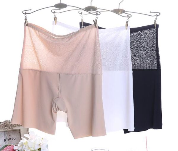 

women soft seamless safety high waist short ice silk pants female summer under skirt shorts breathable tights a156, Black;white