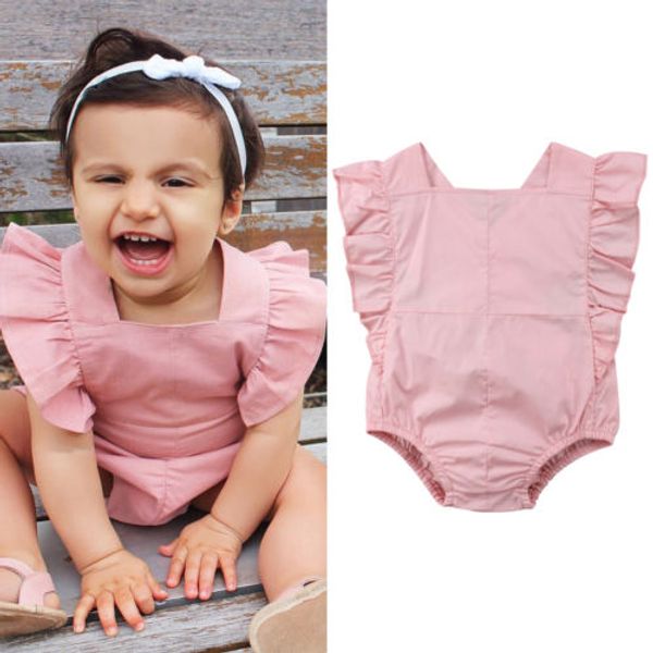 

Casual Newborn Infant Baby Girl Ruffles Romper Jumpsuit Sunsuit Clothes Backless Outfits