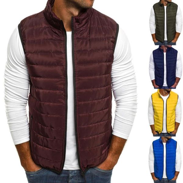 

men's autumn winter zipper fashion pure color waistcoat vest coat fashion independent station size supplier, Black;brown