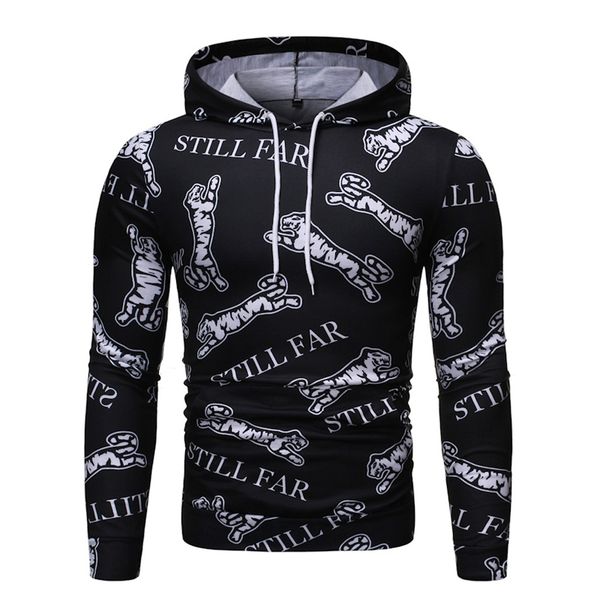 

hoodie men hip hop street wear splicing tie dyeing pullover long sleeve brand hooded hoodies blouse hoody, Black