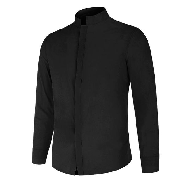

men's pure color collar blouse comfortable fit long sleeve shirt turn down collar summer shirts streetwear camicie da uomo, White;black