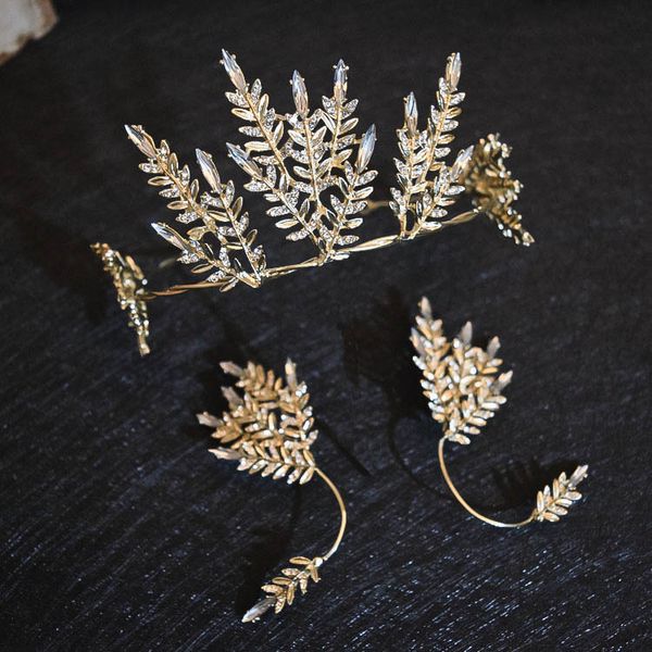 

золотые листья принцессы невесты обручальные корона кристалл невесты диадемы коронки свадебные головные уборы одежды головные уборы bling qu, Silver