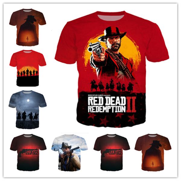 

новая мода стиль горячая игра red dead redemption 2 футболка 3d печати мужчины / женщины унисекс лето круглый воротник с коротким рукавом по, White;black