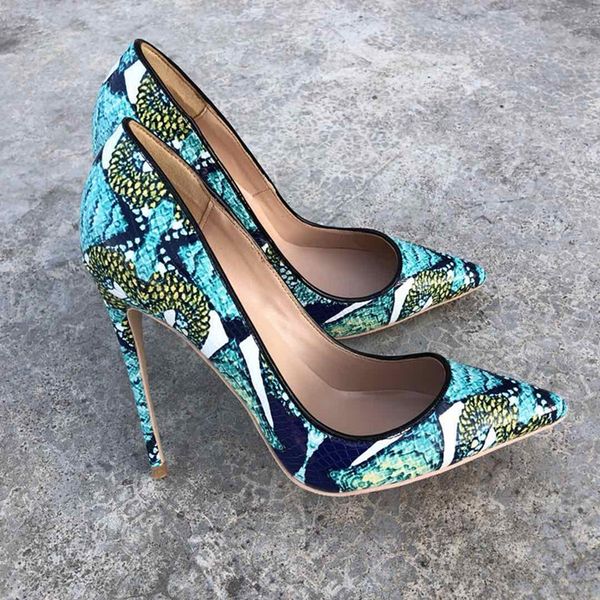 

2019 fashion women lady python snake patent leather poined toes high heeled heels shoes stiletto shoes pump 12cm 10cm