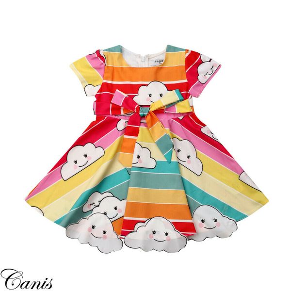 

2019 pudcoco fashion kid baby girl flower princess casual infant dress sundress summer clothes, Red;yellow