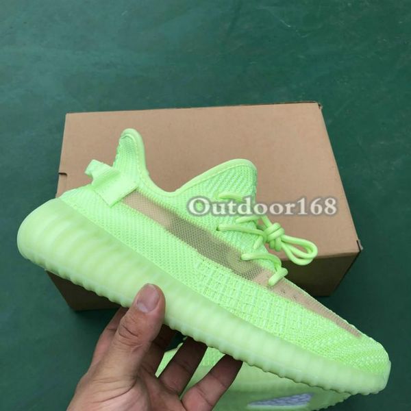 

2019 kanye west black static antlia synth cream white running sneakers gid glow clay true form designers shoes sport shoes with box