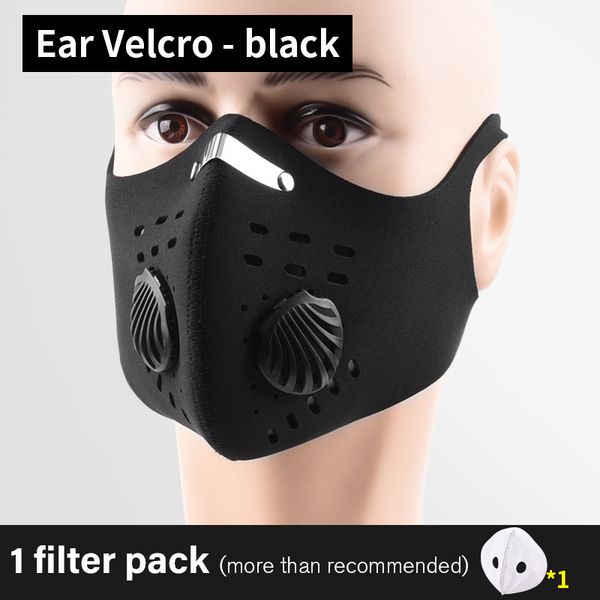 

черный anti-смог face mask дизайнер ear velcro взрослые дыхательный клапан маску моющаяся замена респиратор пятно оптом свободная перевозка