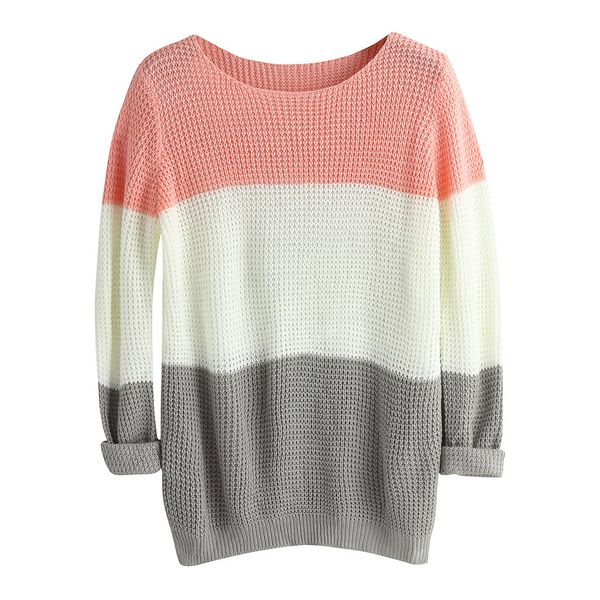 

jaycosin pullovers sweater womens 2019 o-neck sweater casual knitted female warm loose long sleeve slim fit pullover, White;black