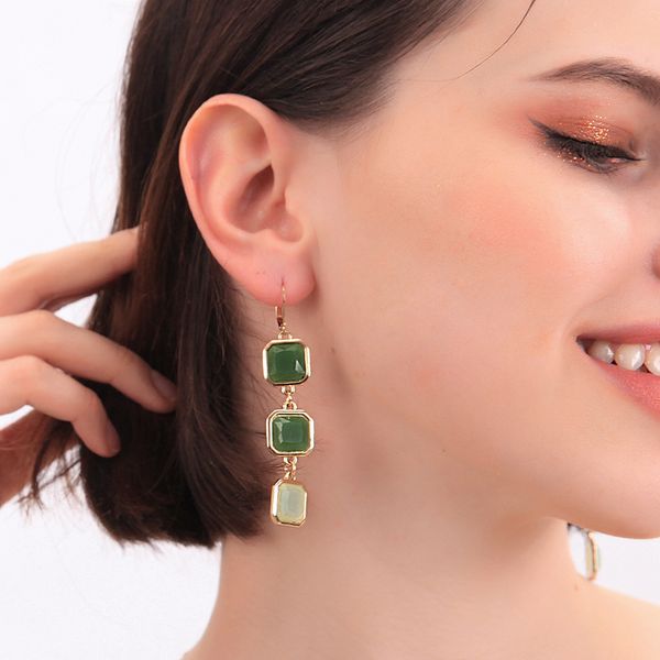 

jewelry accessories square diamond earrings female qingdao style jewelry, Golden