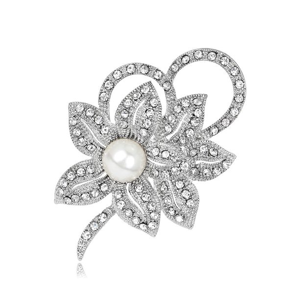 

rhinestone alloy brooch popular fashion pearl brooch luxury and exquisite brooch, Gray