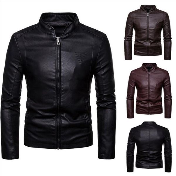 

autumn new motorcycle jacket pu leather warm jacket coat men spring fashion masculinas windproof overcoat men