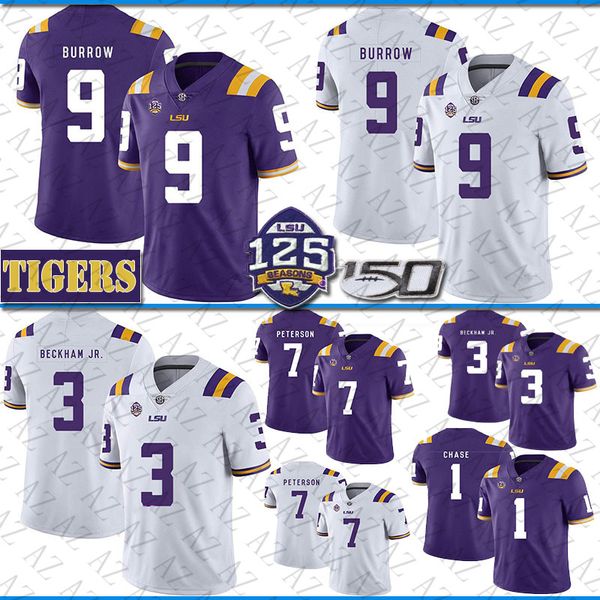 

9 joe burrow & burreaux lsu tigers football jersey odell beckham jr. grant delpit tyrann mathieu peterson fournette chase fulton jerseys, Black;red