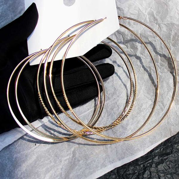 

rose gold silver big hoop earrings korean women party jewelry, Golden;silver