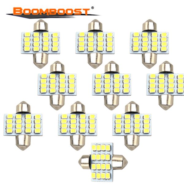 

10 pieces 12v 3528 31mm 16smd auto led cob wedge packing light car led license plate dome festoon door light