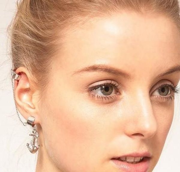 

2016 retro trend earrings wild personality ear cuff without pierced ears boat anchor earrings no pierced ear clip ear hanging, Silver