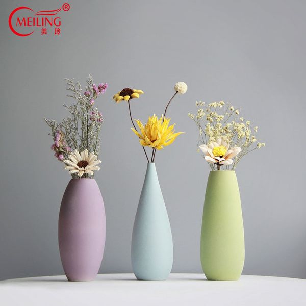 Tall Matt Ceramic Decorative Vase For Homes Porcelain Flower
