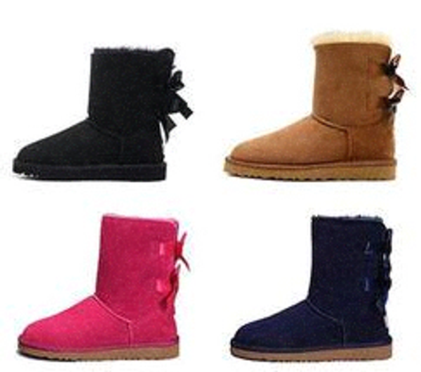 

2019 classic australia wgg women fluffuggs platform womens boot girls lady bailey bow winter snow half knee australian boots eur 36-41 111c#, Black