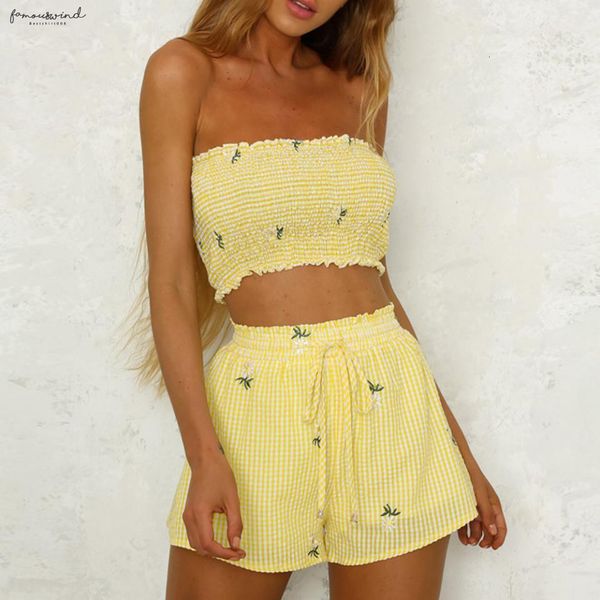 

женщины моды набор цветочные печати с плеча жилет топы мини шорты брюки повязки девушки set summer beach wear костюм, White