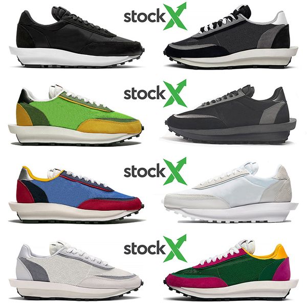 

new blazer sacai ldv ld waffle daybreak mens womens running shoes white nylon black off green gusto aucai triple designer sneakers trainers, White;red