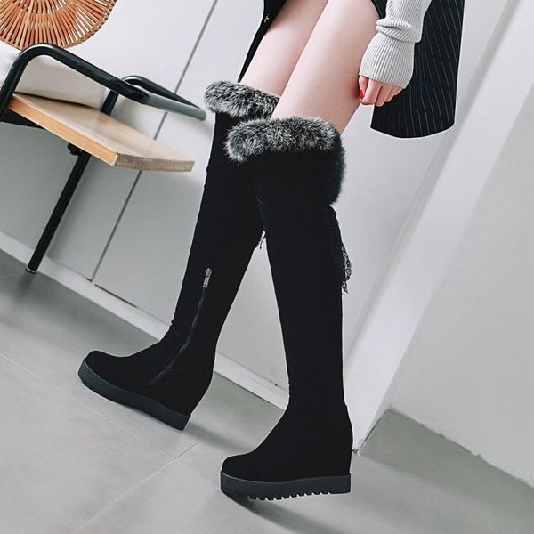 

winter boots women thigh high over the knee heel black snow heels ladies 2019 shoes womens size 42 10 wedge height increasing