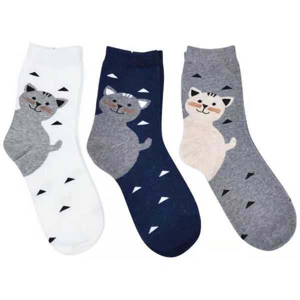

cartoon cat high socks for women brand cotton athletic gym socks running hiking cycling sport socks gift black white dark blue eur 33-39