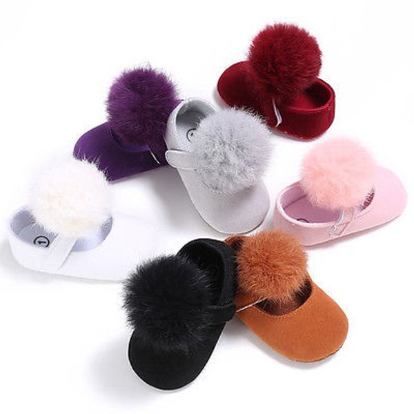 

2017 hair ball shoes newborn baby girls shoes infant toddler soft crib 0-18m