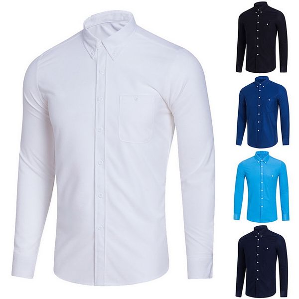 

brand 2019 new solid long sleeve casual male shirts corduroy dress shirts fashion business classic wear men's, White;black