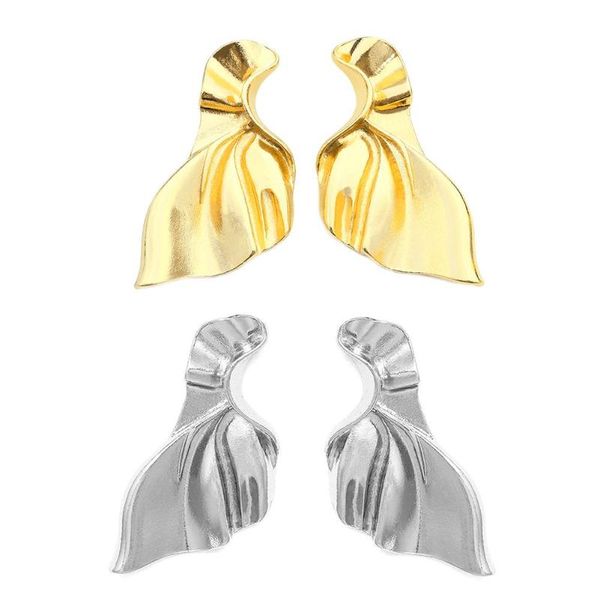 

fashion women geometric leaf ear stud exaggerated earrings jewelry gift wedding party fine jewelry women earrings, Golden;silver