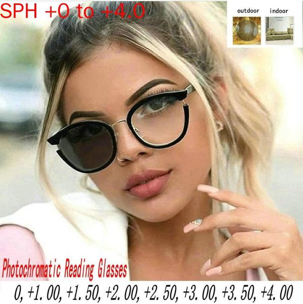 

transition sunglasses pchromic reading glasses for women full finished 2020 fashion small cat glasses presbyopia nx, White;black