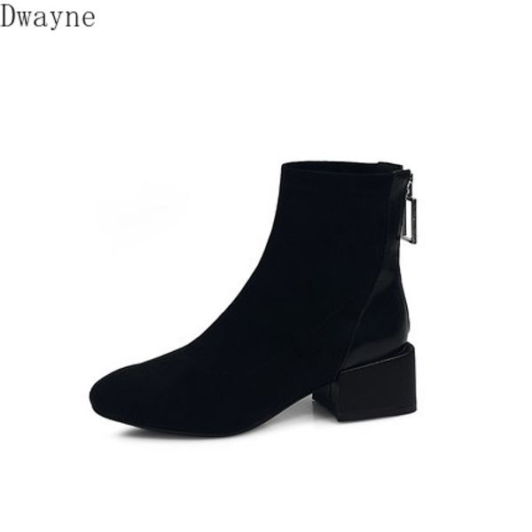 

zipper boots women's boots 2019 autumn new wild british wind women's, Black