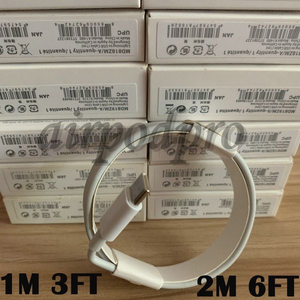 

100pcs 6 generations original oem quality 1m/3ft 2m/6ft usb data sync charge cable with new package