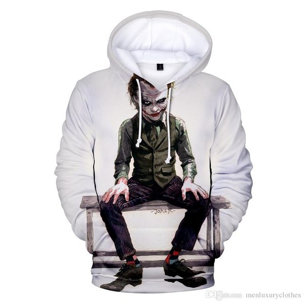 

joker clown 3d printed hoodies mens clothing teenager boy hooded designer sweatshirts, Black