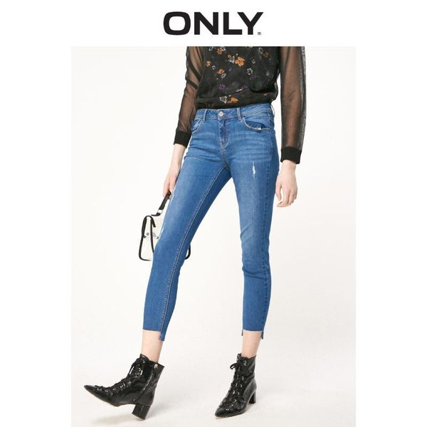 

только для женщин женские потертые джинсы с низкой посадкой / 119149539, Blue